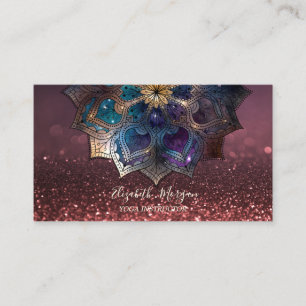 Chic Gold Mandala Yoga Instructor Bokeh  Business Card