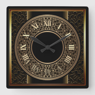 Chic Gold Medallion 2 Square Wall Clock