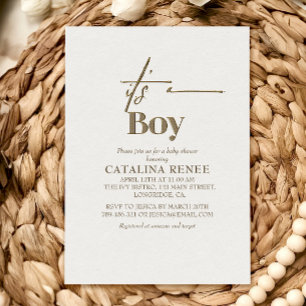 Chic Gold Minimalist Baby Shower Invitation