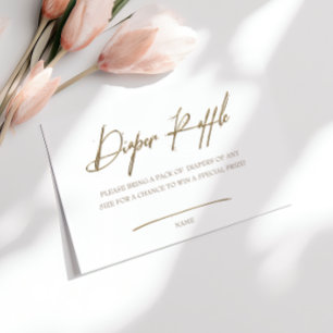 Chic Gold Minimalist Diaper Raffle Enclosure Card