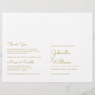 Chic Gold Minimalist Script Wedding Program