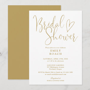Chic Gold Modern Elegant Script Bridal Shower Invitation
