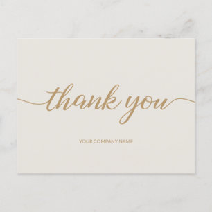 Chic Gold Modern Typography Script business thank  Postcard