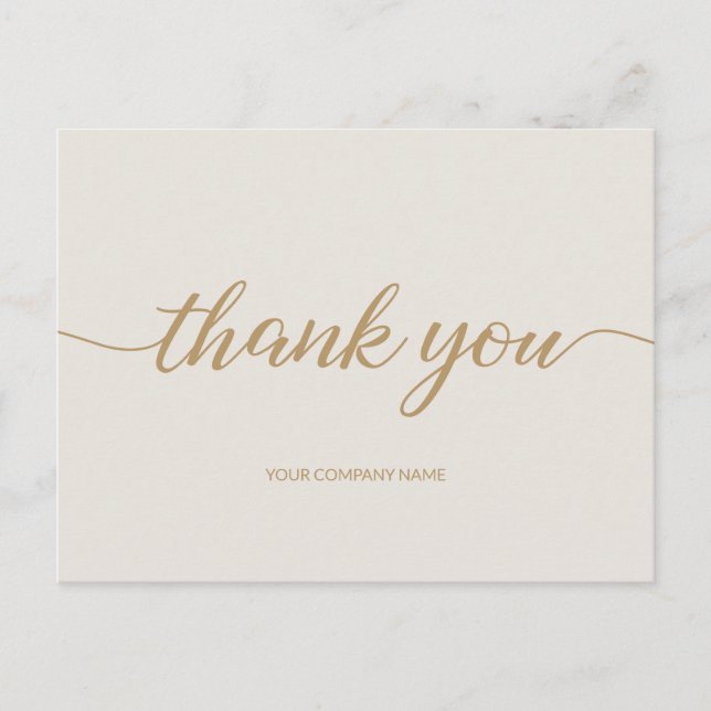 Chic Gold Modern Typography Script business thank  Postcard (Front)