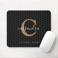 Chic Gold Monogram Black Polka Dots