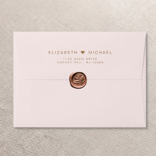Chic Gold Monogram Pink Wedding Invitation Envelope
