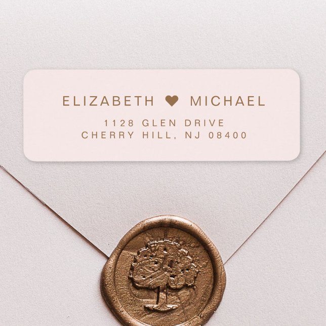 Chic Gold Monogram Pink Wedding Return Address (Creator Uploaded)