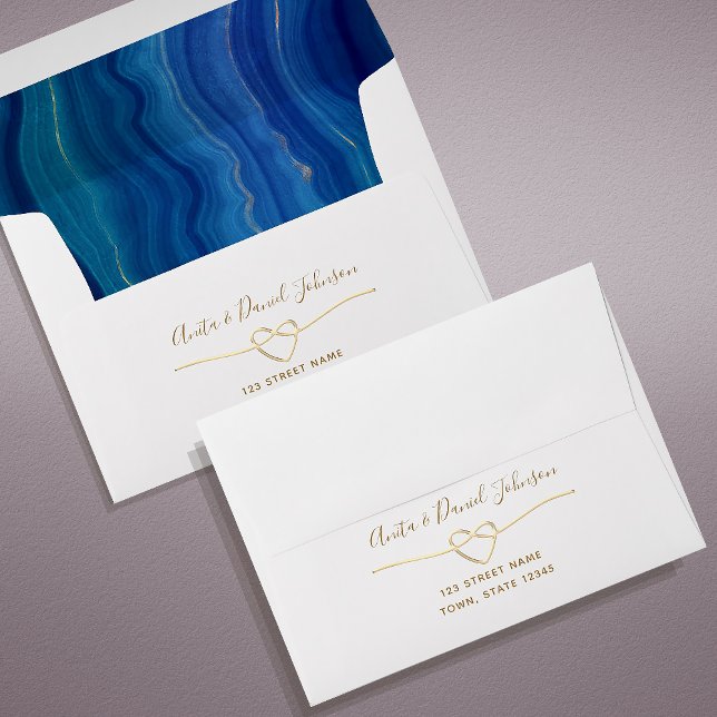 Chic Gold Navy and Royal Blue Wedding Envelope (Creator Uploaded)