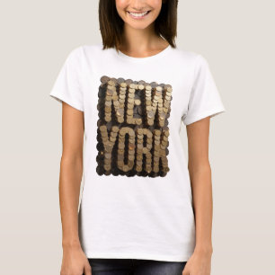 Chic Gold NEW YORK Slogan Design T-Shirt