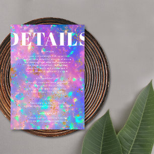 Chic Gold Opal Bold Modern Wedding Details Enclosure Card