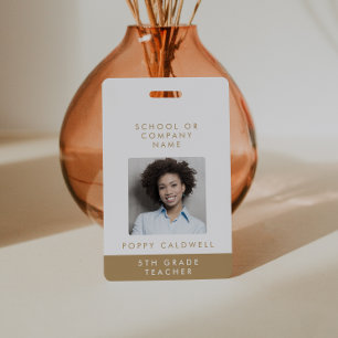 Chic Gold Photo Small Business or Teacher ID ID Badge