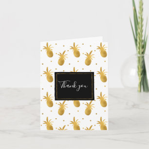 Chic Gold Pineapples and Dots Thank you Card