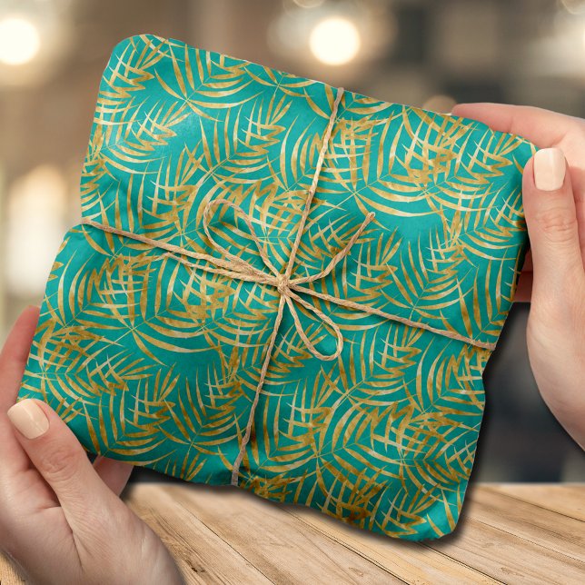 Chic Gold Pineapples Tropical Turquoise Tissue Paper (Creator Uploaded)