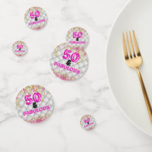 Chic Gold Pink Glitter 50 Fabulous 50th Birthday