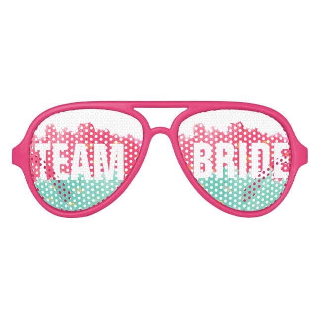 Chic Gold Pink Stripes Cute Team Bride Sunglasses (Front)