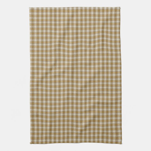 Chic Gold Plaid Stripes Tea Towel (Vertical)