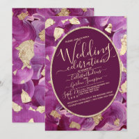 Chic Gold Plum Lilac Acrylic Brushstroke Wedding