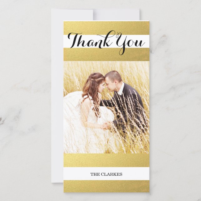 CHIC GOLD PRINT | WEDDING THANK YOU PHOTO (Front)