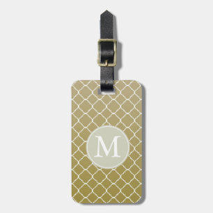 Chic Gold Quatrefoil Monogram Luggage Tag