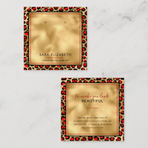 Chic Gold Red Leopard Print Earring Display Card