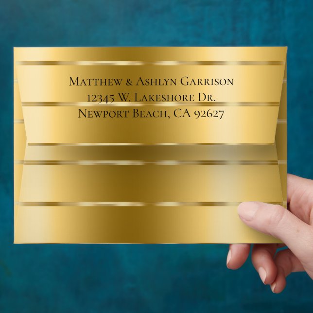 Chic Gold Ribbon Bridal Shower or Wedding Envelope (Hand)