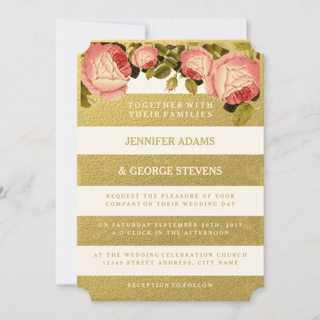CHIC GOLD | ROSE WEDDING INVITATION (Front)