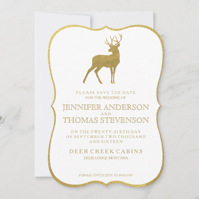 CHIC GOLD | RUSTIC DEER SAVE THE DATE (Front)