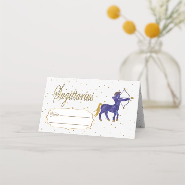 Chic Gold Sagittarius Zodiac Birthday Place Card (Front)