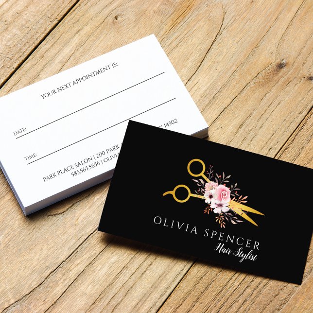 Chic Gold Scissors Salon Appointment Card (Creator Uploaded)