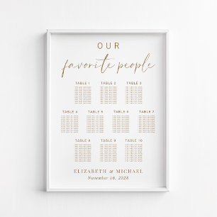 Chic Gold Script 10 Table Wedding Seating Chart