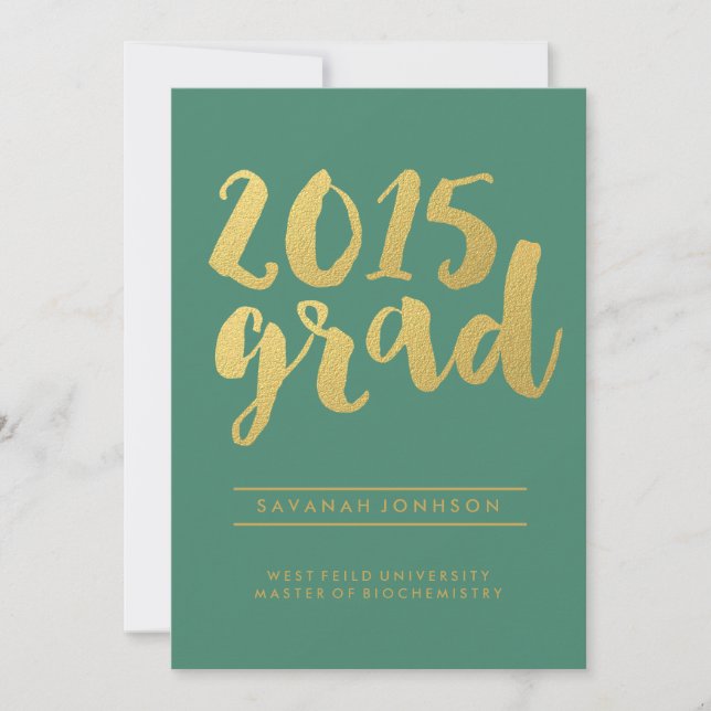 Chic Gold Script | 2015 Graduate Announcement (Front)