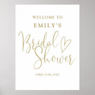 Chic Gold Script Bridal Shower Welcome Sign