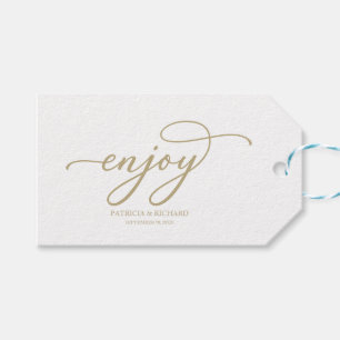 Chic Gold Script Enjoy Wedding Favour Tags