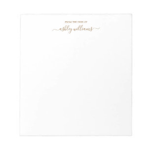 Chic Gold Script From the Desk of Name Custom Notepad