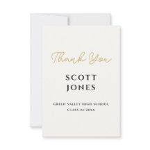 Chic Gold Script Graduation Thank You