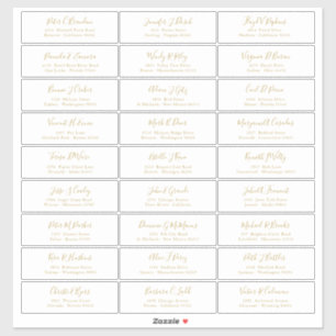 Chic Gold Script Guest Names Address Sticker