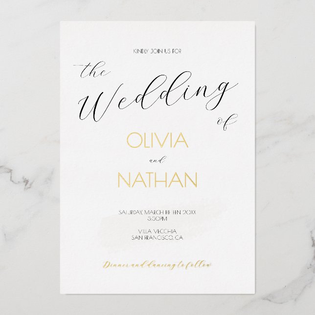 Chic Gold Script The Wedding of Wedding Invitation (Front)