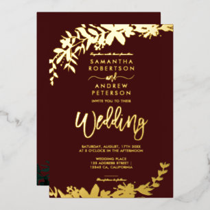 Chic gold script typography Floral red wedding