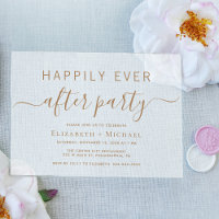 Chic Gold Script Wedding After Party Frosted