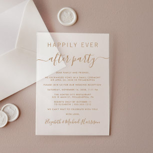Chic Gold Script Wedding Reception Frosted Acrylic Invitations