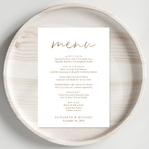 Chic Gold Script Wedding Reception Menu