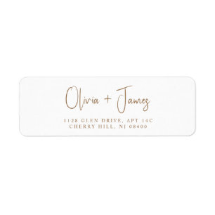 Chic Gold Script Wedding Return Address
