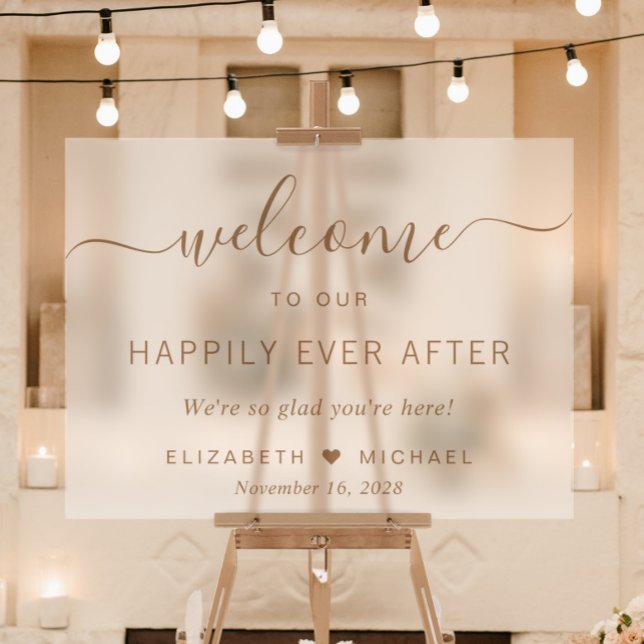 Chic Gold Script Wedding Welcome Frosted Acrylic Sign (Creator Uploaded)