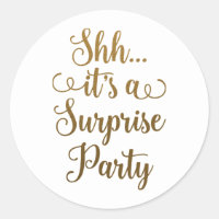 Chic Gold Shh... It's a Surprise Party Typography
