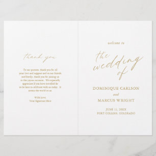 Chic Gold Simple Elegant Wedding Program