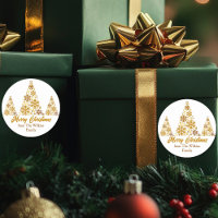 Chic Gold Snowflakes Christmas Tree Personalised