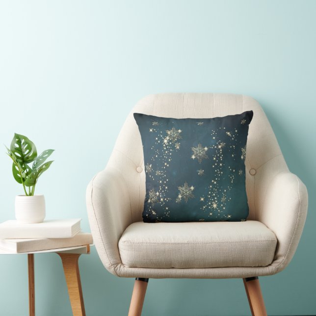 Chic Gold Snowflakes Green Cushion (Chair)