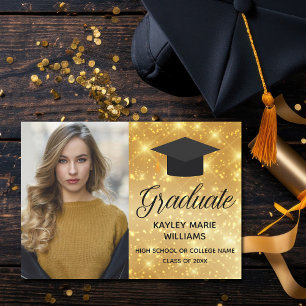 Chic Gold Sparkle Graduate Photo 2026 Graduation Announcement