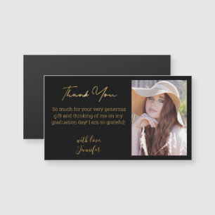 chic gold thank you graduation photo black magnet