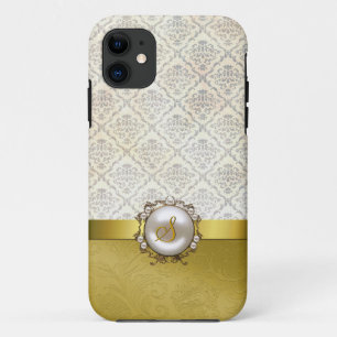 Chic Gold Tone & Cream Damask iPhone 5 Case